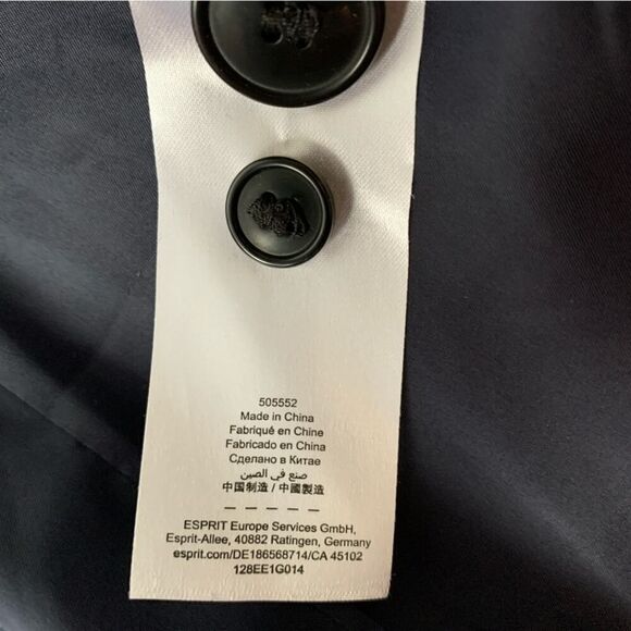 Esprit Navy 2 Button Blazer with Polka Dots Size 4 - Picture 9 of 9